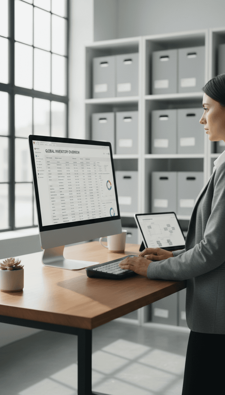 Supply chain coordinator managing digital inventory systems